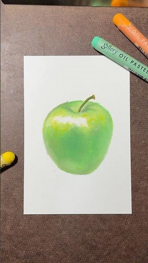 【クレヨン】青リンゴ🍏の描き方 #イラストメイキング #オイルパステル