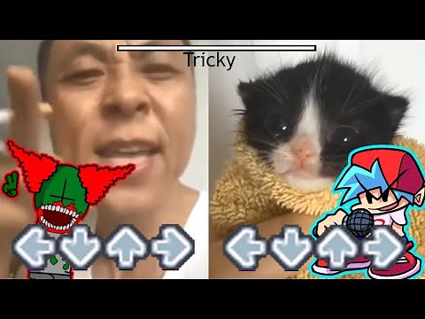 FNF Tricky Mod BUT its ANGRY Asian Man VERSUS Towel Kitten?! - Friday Night Funkin - Madness