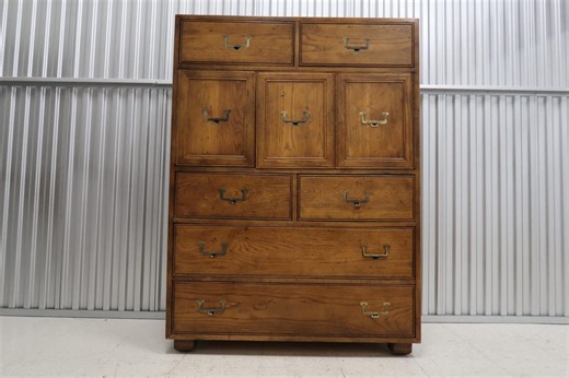 Henredon Artefacts Mid Century Modern Oak Campaign Chest - Etsy