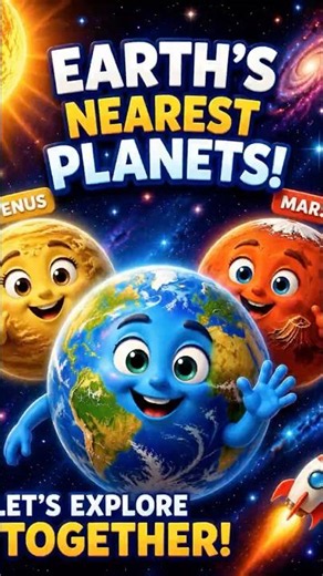 🌍 Earth’s Nearest Planets! 🚀 Meet Venus & Mars | Amazing Space Facts for Kids #Shorts