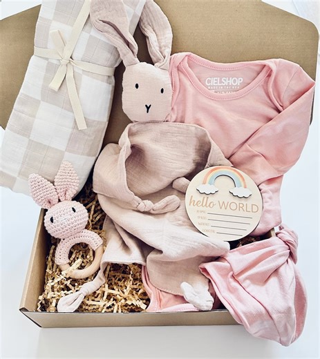 Welcome Baby Girl Gift Basket | Newborn Gift Set | 6pc Baby Shower Bundle | Baby Gift Box | Infant Gift Idea | Newborn Congratulations Gift - Etsy