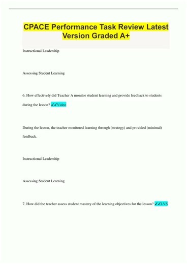 CPACE Performance Task Review Latest Version Graded A195