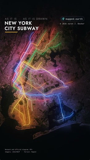 New York City Subway: the real network vs the official MTA map