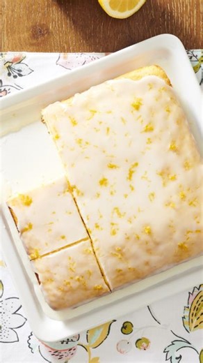 Lemon Snacking Cake RECIPE: https://spr.ly/6189NqRrx A bright, fluffy cake that's whisked together in a single bowl! Great served with a cup of joe ☕ 🍋 | Land O'Lakes