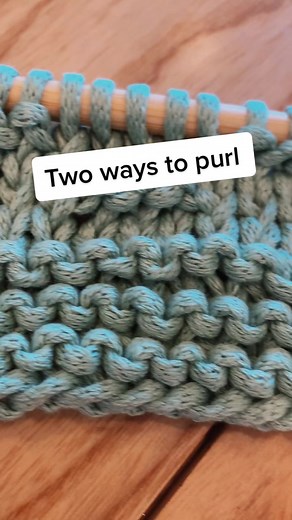 Two different ways to purl stitch! #knitting #work #purl #howto #fyp #foryoupage #knit #knitwear #shopsmall