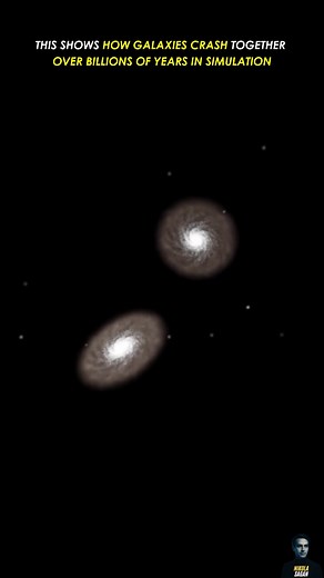 5.5K views · 128 reactions | This shows him how two galaxies slowly crash over billions of years, with a supercomputer simulation that even mixes in real Hubble images of galaxy collisions at different stages so he can actually picture the whole process #space #galaxy #astronomy #NASA | Nikola Sagan | Facebook