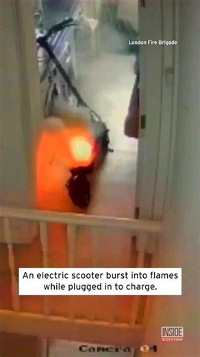 Plugged in E-Scooter Bursts Into Flames #shorts