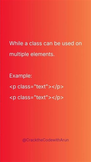 Difference Between id and class in HTML #html #webdevelopment #coding #frontend #interviewquestions