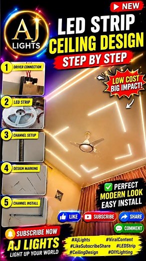 Amazing LED Strip Pop Ceiling Design | Step by Step Installation AJ Lights
