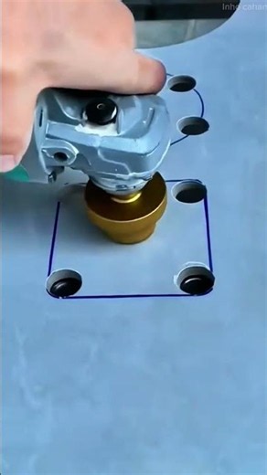 Cutting Granite Floor Tile Using Hand Grinder Machine To Create Square Hole Precisely And Perfectly
