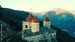 Mount Athos Monasteries Sunlight illuminating mount athos monastery greece