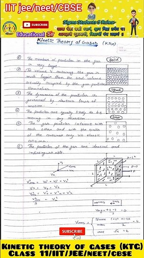 🔥Kinetic theory of gases | KTG || ✍🏻handwritten notes👇🏻#iit #iitjee #jee #neet #cbse #physics #exam