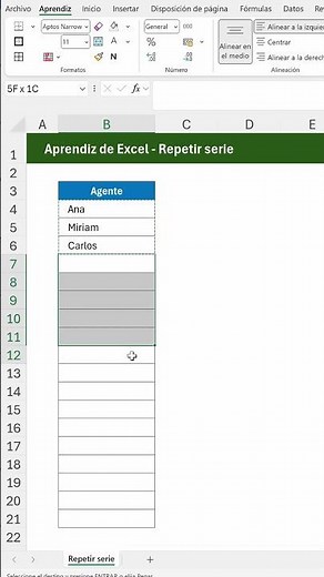 Repeat a series or pattern quickly in Excel
