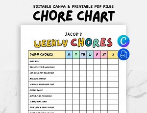 Kids Chore Chart Printable - Editable Daily & Weekly Responsibility Chart, Kids Routine Tracker, Instant Digital Download - Etsy Canada