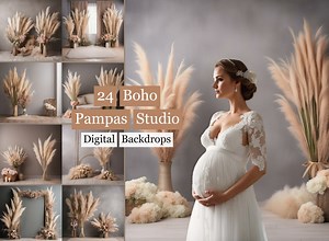 24 Boho Pampas Studio Backdrops Pampas Backdrop Boho Digital Backdground Floral Backdrops Studio Photography Maternity Wedding Photography - Etsy
