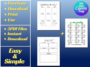 Weekly Planner, Simple Planner, to Do List, Goal Planner, Printable Daily Routine Worksheet, Goals Template, Editable, Canva, Download, - Etsy