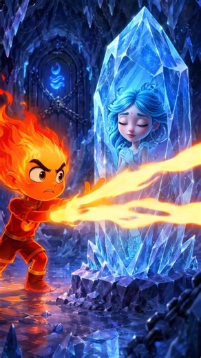 🔥 Fire Boy Saved Frozen Water Girl 💧#aishorts #trending