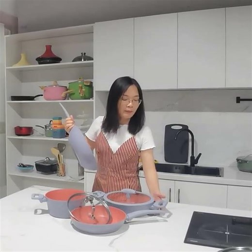 Non Stick Wok Pan 28cm Marble 3 Ply Induction Kitchen Cooking Wok Pan