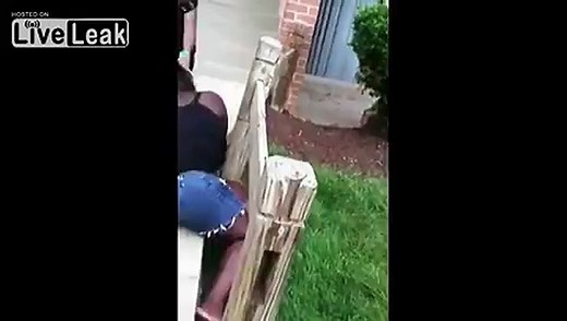 big girl starts fight with small kid and gets smashed
