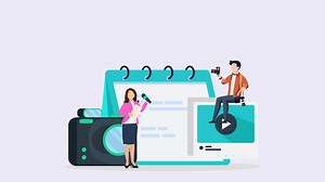 Download TV presenter concept. Broadcaster speaking on camera, reporting news for free