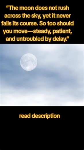 This phrase reminds us of a central Stoic principle: progress is measured by consistency, not speed. The moon never hurries, never competes, and never doubts its path. Night after night, it follows the same natural order, indifferent to human expectations or impatience. Its reliability comes not from force or urgency, but from alignment with what it is meant to do. In the same way, the Stoic approach to life encourages moving forward with steadiness and self-command, rather than anxiety or haste