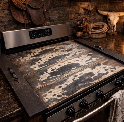 Farmhouse Cow Kitchen Decor – Stove Top Cover Rustic Style - Noodle Board - Etsy