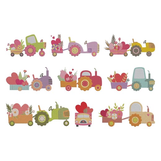 Valentine Tractor Embroidery Design, Love Truck Farm Machine Embroidery File, 9 Design, 8 Size, Instant Download - Etsy