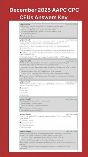 December 2025 AAPC CPC CEUs | Answer Key #CEUs #AAPC #CPC