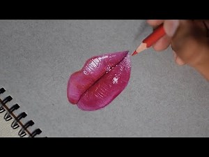 Realistic Lips Drawing with Faber Castel Color Pencils Tutorial