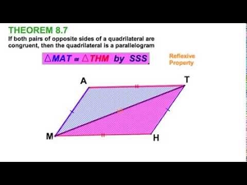 8.3 Proving Parallelograms - 4 theorems with proofs