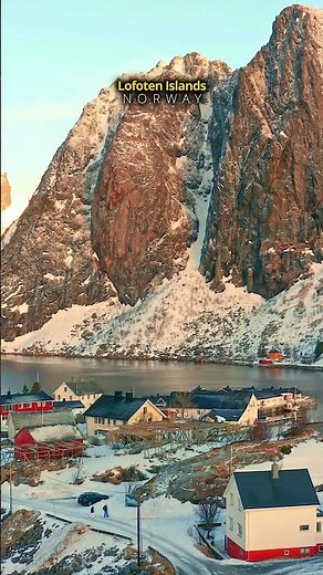 Flying Over Snow-Covered Lofoten Islands, Norway
