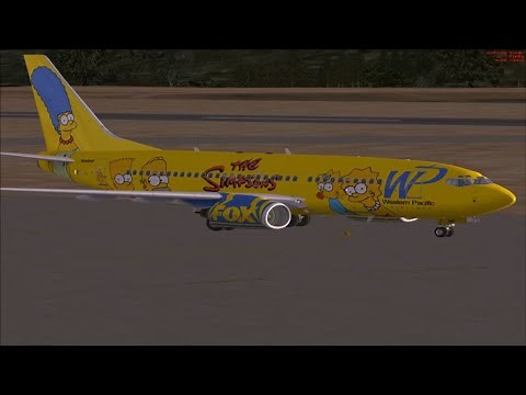 The Simpsons Plane Special Paint Show - Landing / Takeoff - PMDG 737 PC HD