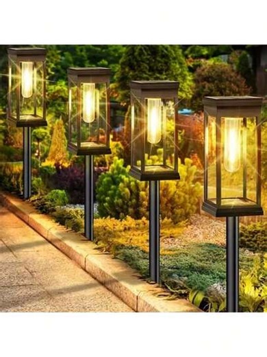 1/8pcs Upgraded Outdoor Solar Path Lights, Large LED Solar Outdoor Waterproof Lights, Super Bright Outdoor Solar Lights For Yard, Garden Pathway Solar Landscape Lighting, Warm White | SHEIN