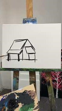 How to sketch a cabin in the woods #art #painting #oilpainting #acrylicpainting #tutorial#malowan...