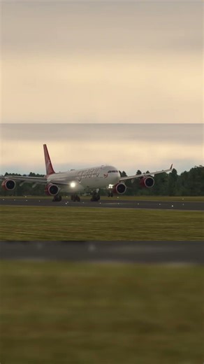 🛩Airbus A340-600⚠️Sunrise Takeoff📍Manchester Airport #aviation #msfs2020 #shorts