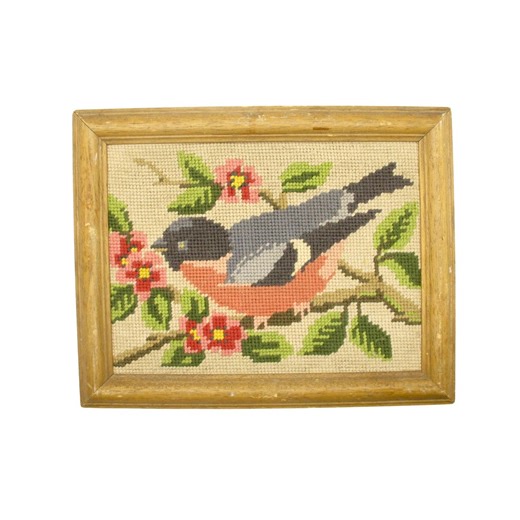 Vintage Bird Needlepoint Gobelin Wall Art Framed Embroidery Bird Picture Floral Cottage Decor 28 X 30 Cm - Etsy