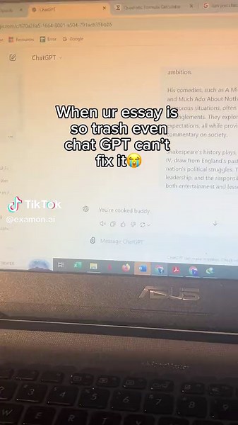 ChatGPT is USELESS for checking your essays… Try Examon! Are you tired of teachers not replying to your messages? Examon can mark your IB English P1   P2 essays and provide insightful annotations and instant feedback on each criteria. Our AI marker has been checked with current IB teachers and examiners, and marks accurately. And the best part? It’s instant. Try it now at www.examon.ai (link in bio) #ibdp #ib #education #examon #igcse #ibmemes #ibdiploma #internationalbaccalaureate #ibchemistry 