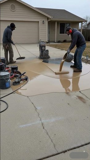 🔥 Cracked Driveway Totally Transformed! Satisfying Concrete Repair 😮 #epoxyflooring