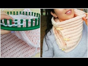 HOW TO KNIT A COWL IN DIAMOND STITCH ON ROUND LOOM