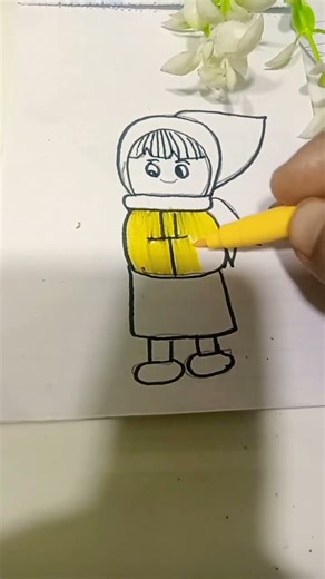 Cute winter girl drawing #art #and colour video #trending