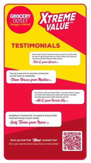 Big brands. Bigger savings. ❤️ That’s why shoppers keep coming back to Grocery Outlet. 💰 Real deals 🛒 Real customers ❤️ Real love Have a Grocery Outlet win? Tell us about it 👇 #GroceryOutlet #XtremeValue #SmartShopping #GroceryDeals #BargainMarket | Grocery Outlet