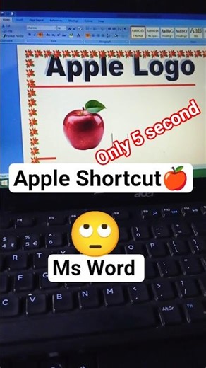 Apple 🍎 Symbol in Ms Word #computer #shortvideo#windows #computershortcut