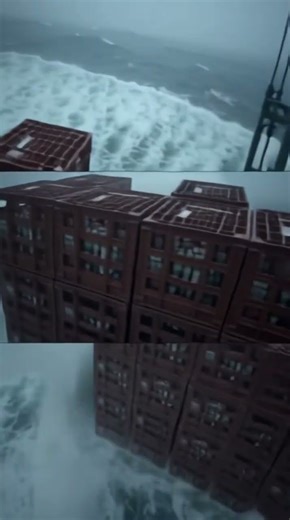 Cargo gets washed overboard in a massive storm. #ship