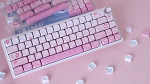 Tsungup Cherry Blossom MOA Keycaps-Pink Sakura,129 Keys Cute PBT Custom Keycaps 100 Percent,Dye Sub Key Caps Keyboard Keycap Set for MX Switches Mechanical
