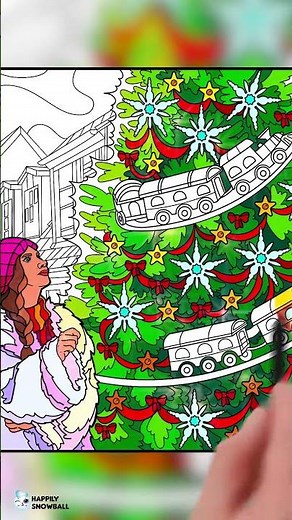 Coloring The Christmas Tree #christmas #christmastree #coloringpages #shorts #christmasdecor