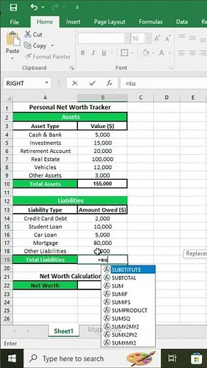 Net Worth Tracker in Excel 💰📊