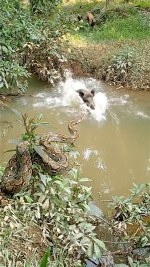 Pig VS Dog Python VS Piranhas 😱 #snake #pig #piranhas #river | Nurhayana Citumorang