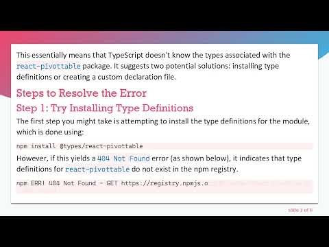 Resolving the Could not find a declaration file for module Error in React-Pivottable