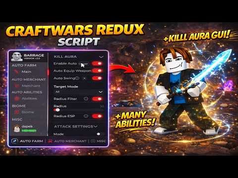 Craftwars Redux script – Kil Aura GUI, many Abilities