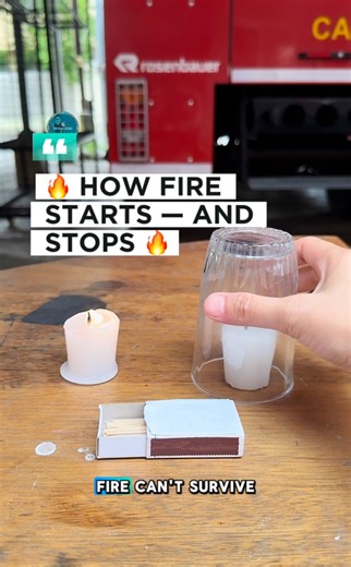 🔥 HOW FIRE STARTS — AND STOPS 🔥 Using just a candle, a match, and a glass, we can show how fire comes to life — and how it dies. A fire needs 3 things to survive: 🔹 Fuel (like candle wax) 🔹 Heat (like a match) 🔹 Oxygen (the air around us) Take just one away, and the fire goes out. That’s the Fire Triangle. 🔺 🧯 It’s simple science with real-world impact — for firefighters, safety officers, and every household. 📄 DISCLAIMER This is a controlled educational demonstration. 🚫 Do NOT play wit
